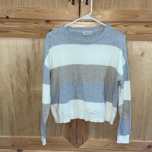 Poof Apparel Women's soft Striped cropped style Sweater size M